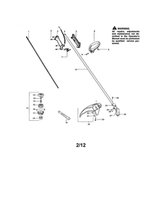 Driveshaft/Handle/Shield Diagram and Parts List for FEATHERLITE SST PLUS Type 2 Weed Eater Trimmer